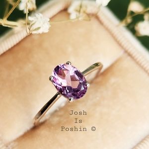 1.16 ct. natural oval amethyst ring in 925 sterling silver